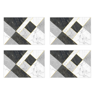 VINILIKO, set de 4 individuales de mesa Geometría de mármol 2 4u-30x45 cm