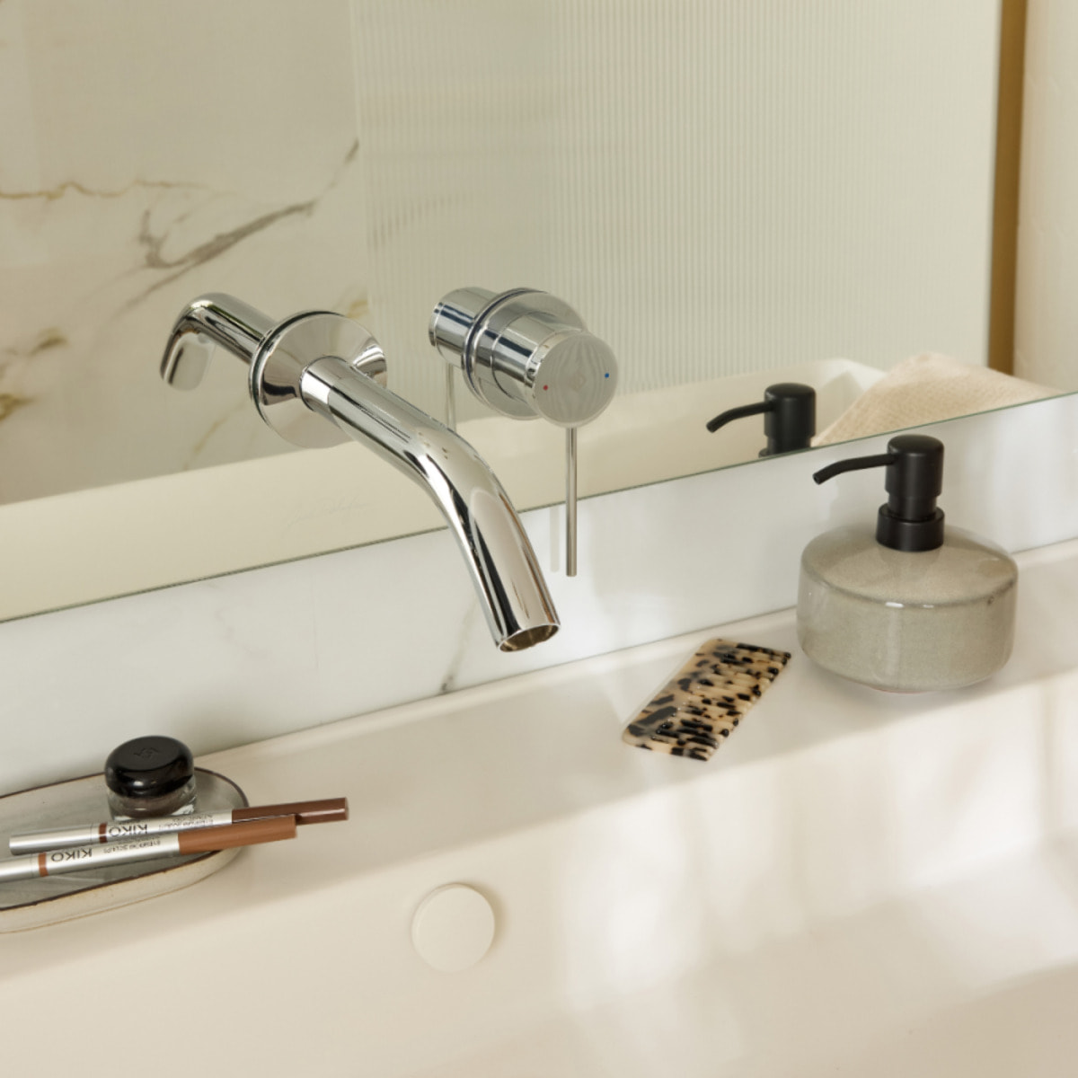 Mitigeur lavabo encastré Grands Boulevards Chromé  + poignée + corps encastré