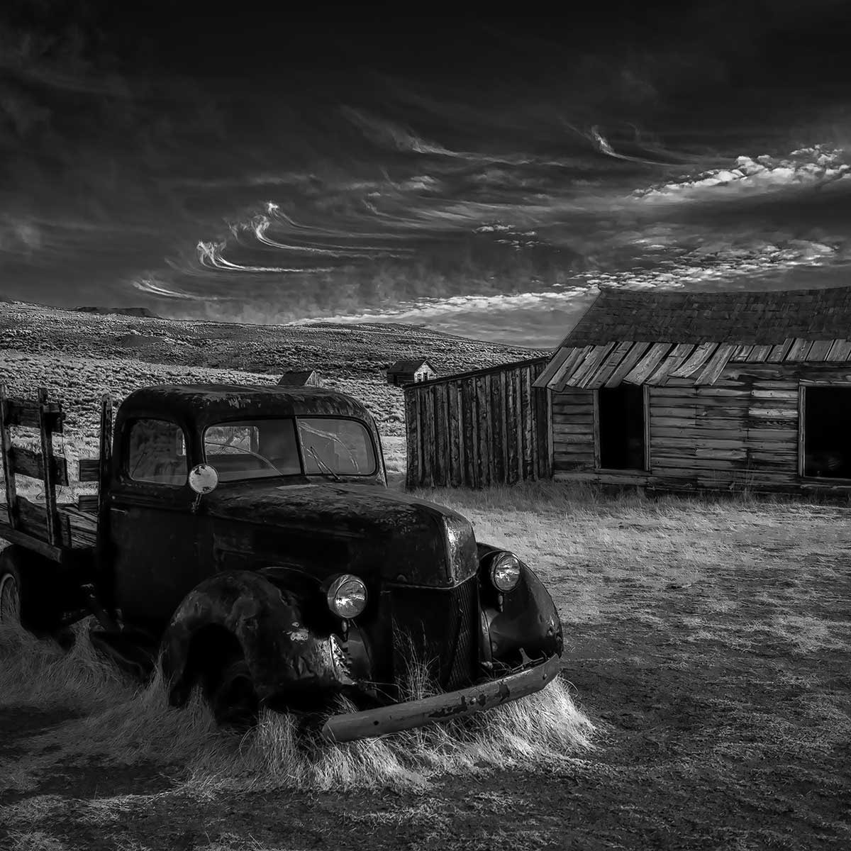 Affiche noir et blanc orage Affiche sous cadre noir