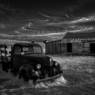 Affiche noir et blanc orage Affiche sous cadre noir