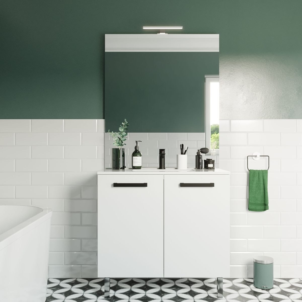 Meuble salle de bain vasque intégrée 2 portes - CHELSEA