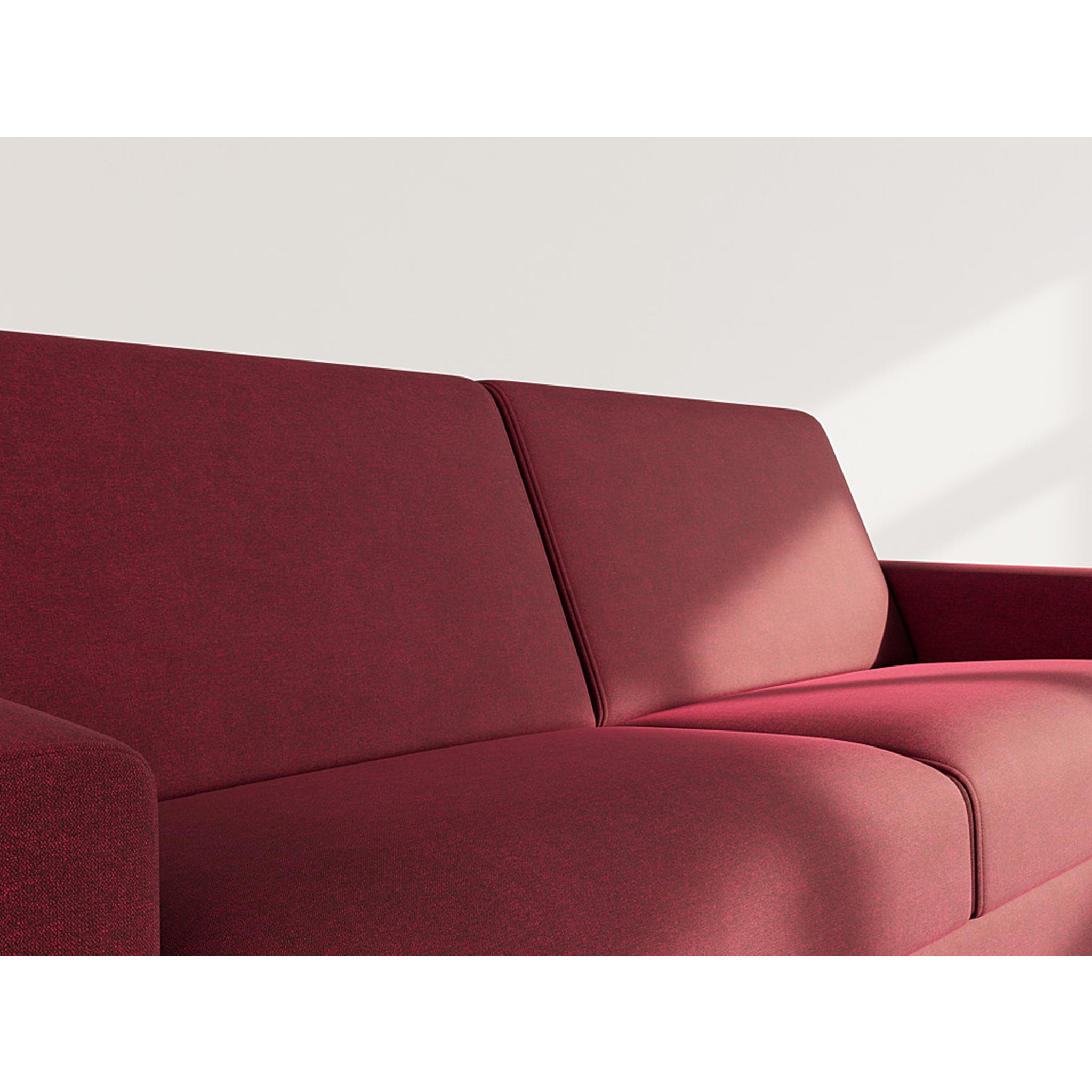Julia - canapé lit 3 places convertible express couchage quotidien 140 cm matelas 14 cm en tissu - Prune