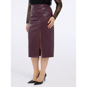 Fiorella Rubino - Falda tubo con abertura frontal - Burgundy