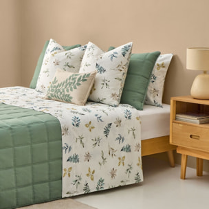 Sábana algodón hojas en rama Folo color verde 100% Algodón percal