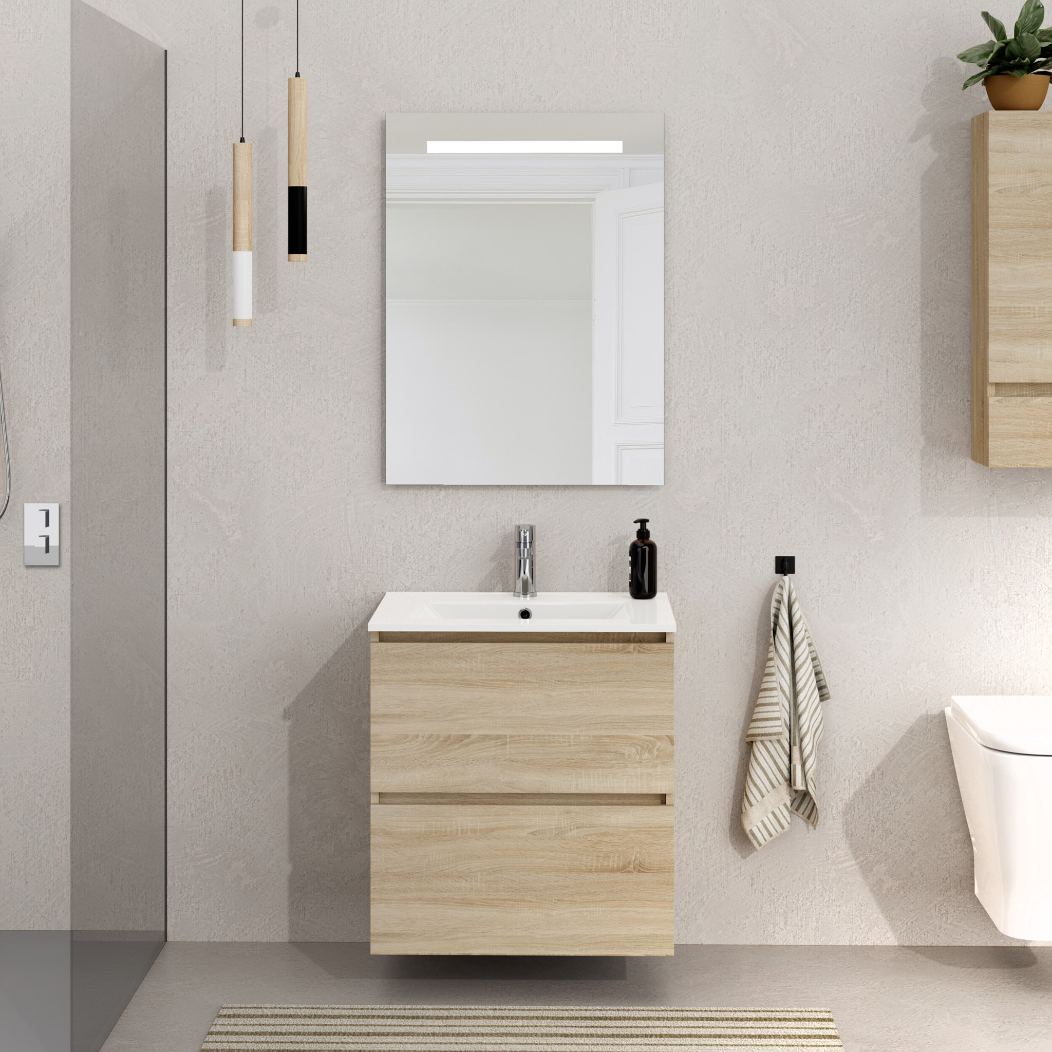 Conjunto mueble de baño SEA Alday, 60cm, Natural