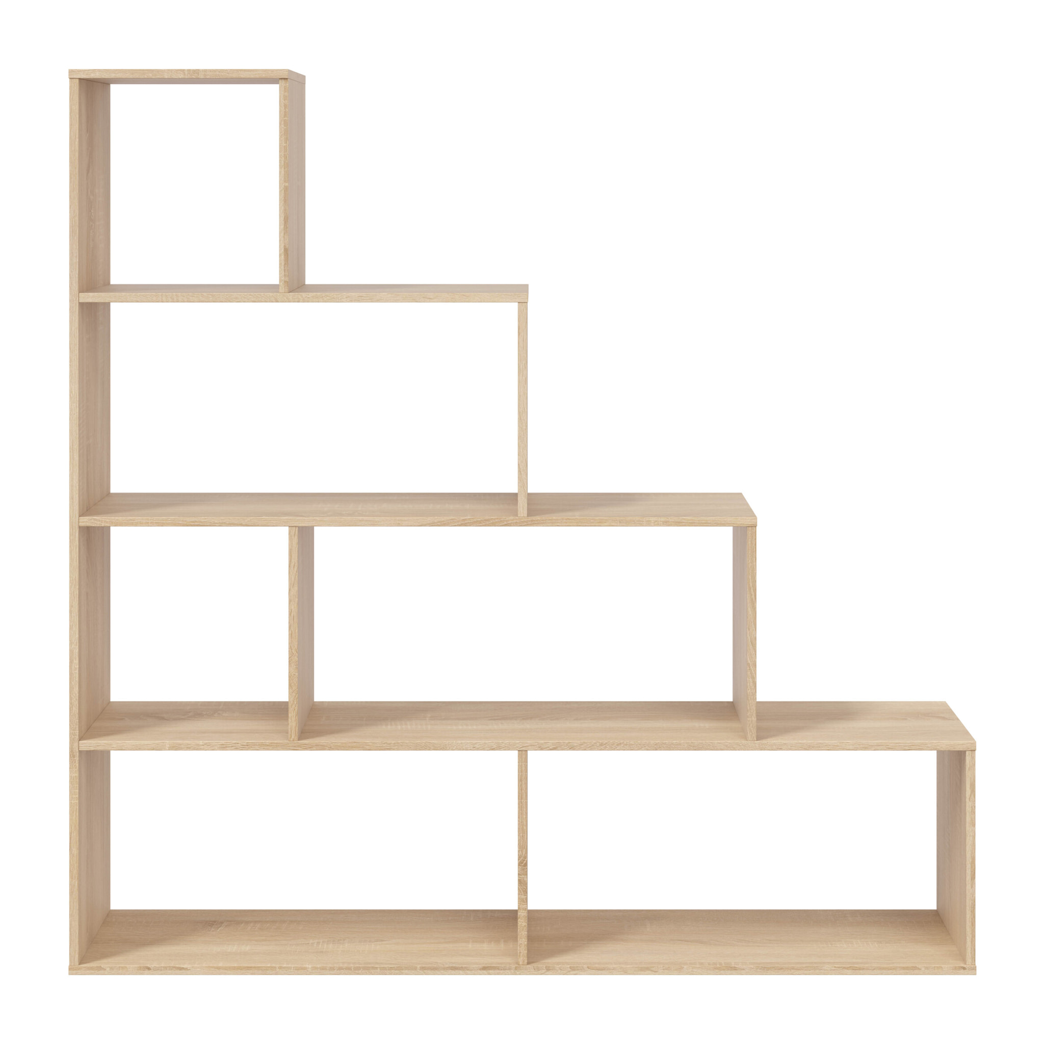 Libreria Scaffale Multiuso Con 6 Ripiani Per Soggiorno Salotto Camera Cameretta Design Moderno Modulabile Piedini Antigraffio 145x145x29 Cm  Rovere