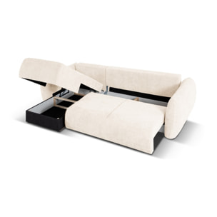Canapé d'angle gauche convertible avec coffre de rangement "Matera" 4 places en chenille beige clair