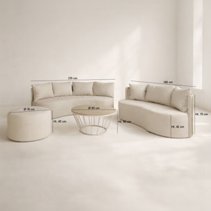 Salon de jardin beige 8 places tissu et structure aluminium BELLAGIO