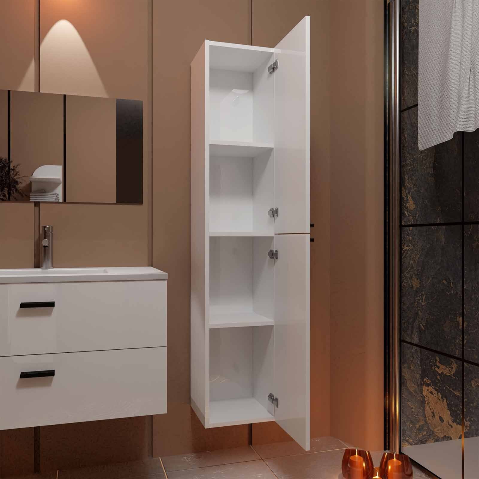 Colonne Blanche 30x30x150 cm - Bois MDF Blanc Brillant - BOX-IN