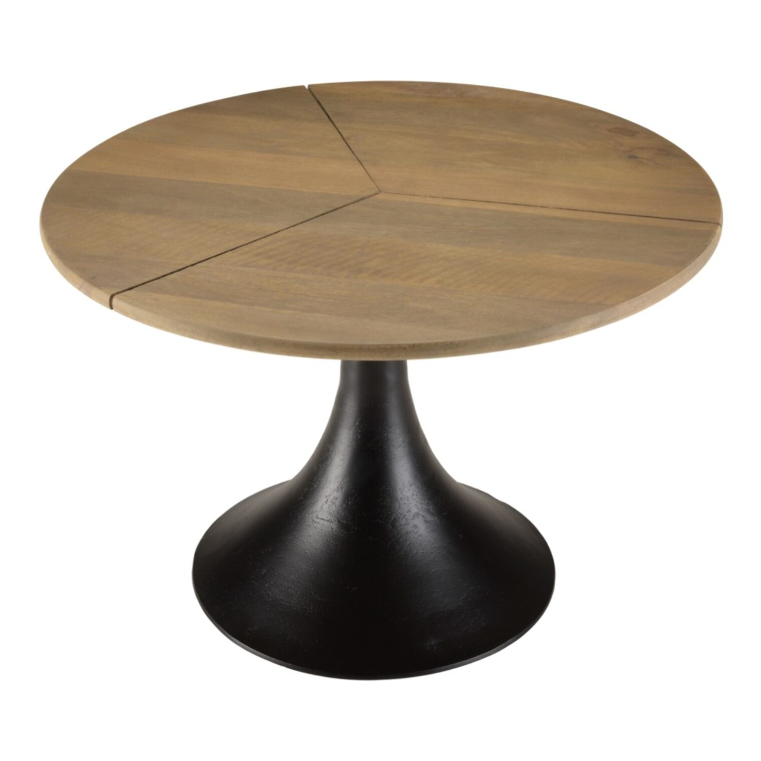 JAMES - Table d'appoint 65x65cm plateau en manguier pied évasé noir mat