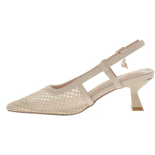 Marina Galanti Scarpe Donna Strass Decollete Slingback Heeled 60 MG 1A121 Beige