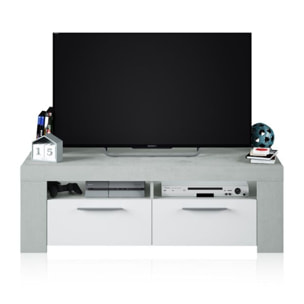 Mueble TV Dara Blanco Artik (Blanco Mate) - Gris Cemento