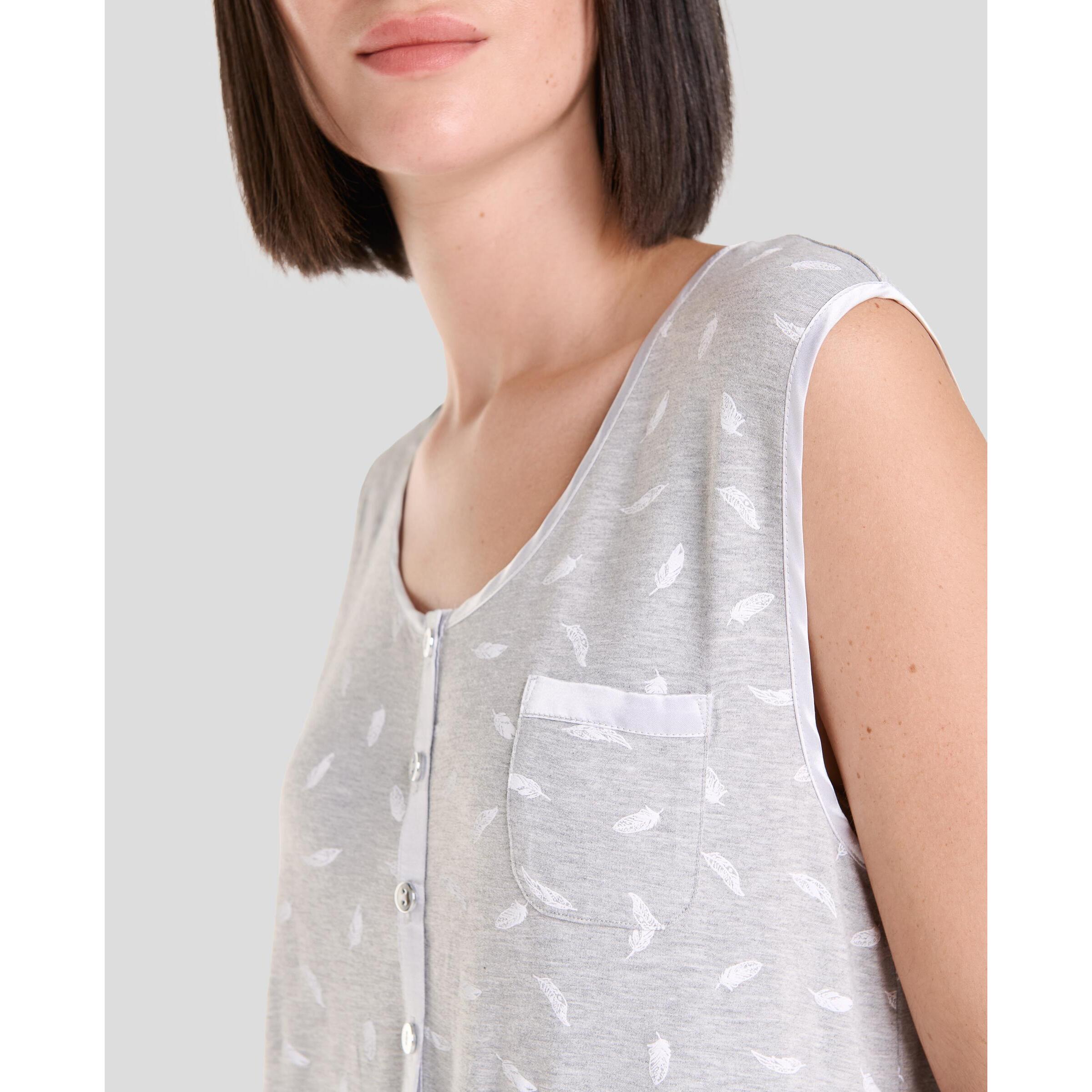 Camisón corto mujer plumas sin mangas fresco