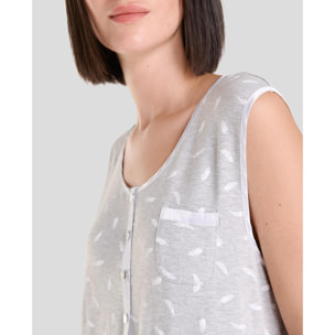 Camisón corto mujer plumas sin mangas fresco