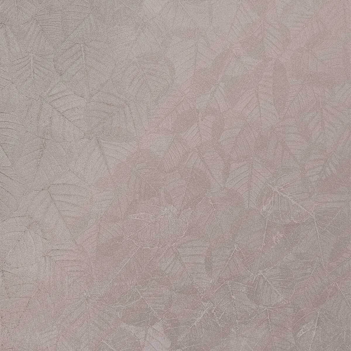 Papier peint feuillage texturé rose grisé