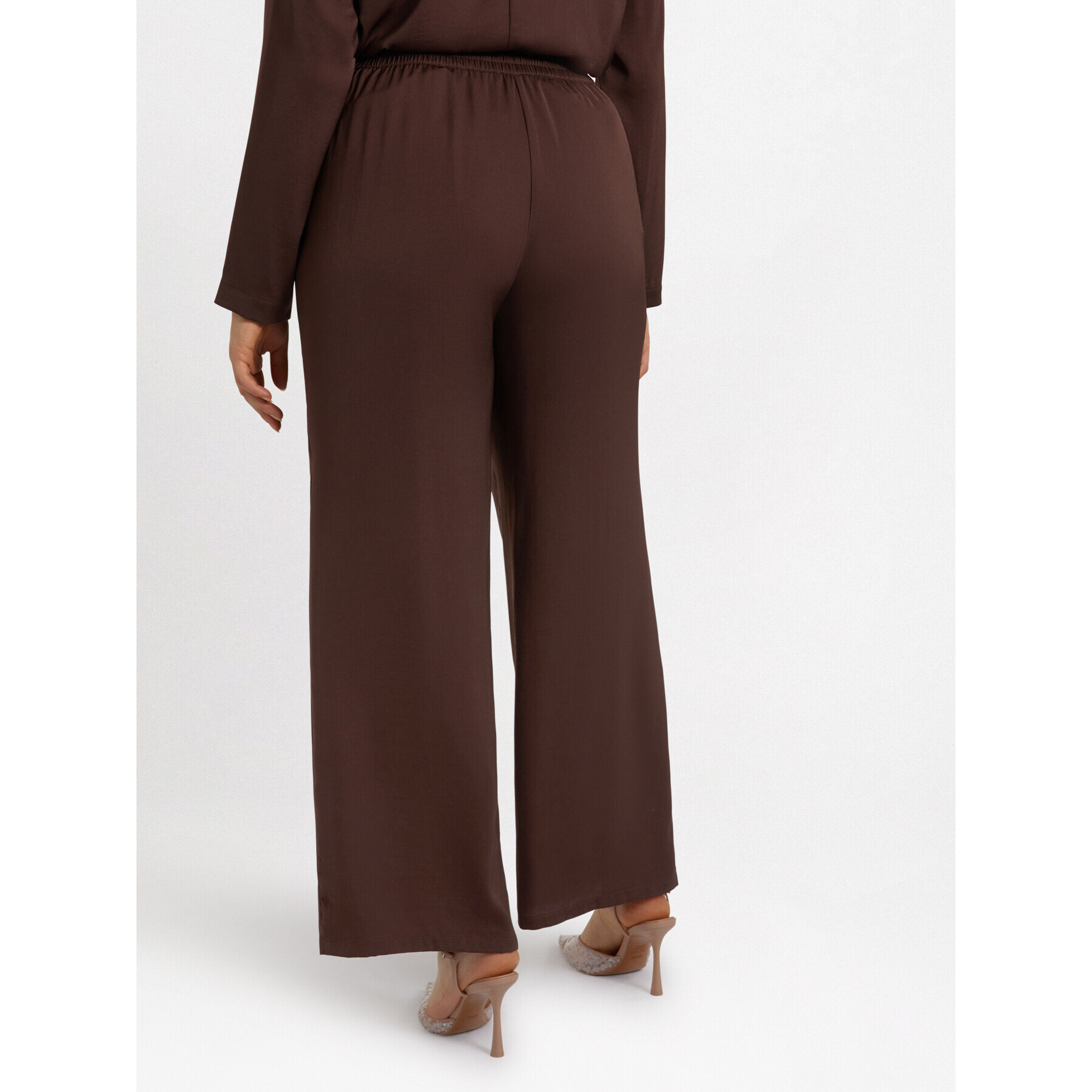 Fiorella Rubino - Pantalón modelo palazzo de tejido ligero - Marrón
