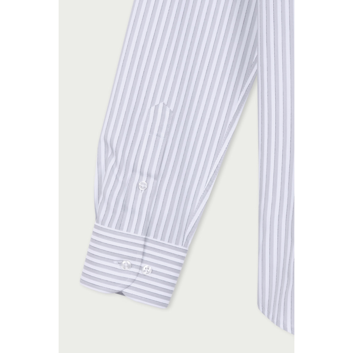 Camicia Uomo 1 Bottone Italiano Slim Cotone Riga Media Grigio/Bianco