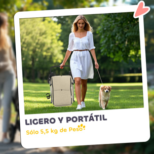 para Perros Plegable Cochecito para Perros Pequeños hasta 10 kg con Ruedas Universales Marco de Aluminio Correa de Seguridad Cojín Lavable y Ventanas 80x48,5x106 cm Caqui