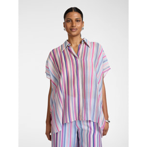 Elena Mirò - Camicia oversize misto lyocell a righe - Blu