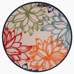 Tapis extérieur tissé kilim rond TUGE