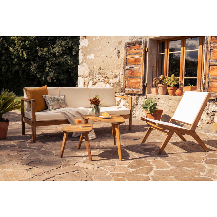 Fauteuil lounge de jardin en bois massif MALIBU