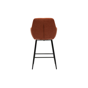 Tabourets de bar pivotants 360° en tissu effet velours texturé terre brûlée et métal H65.5 cm (lot de 2) ALESS