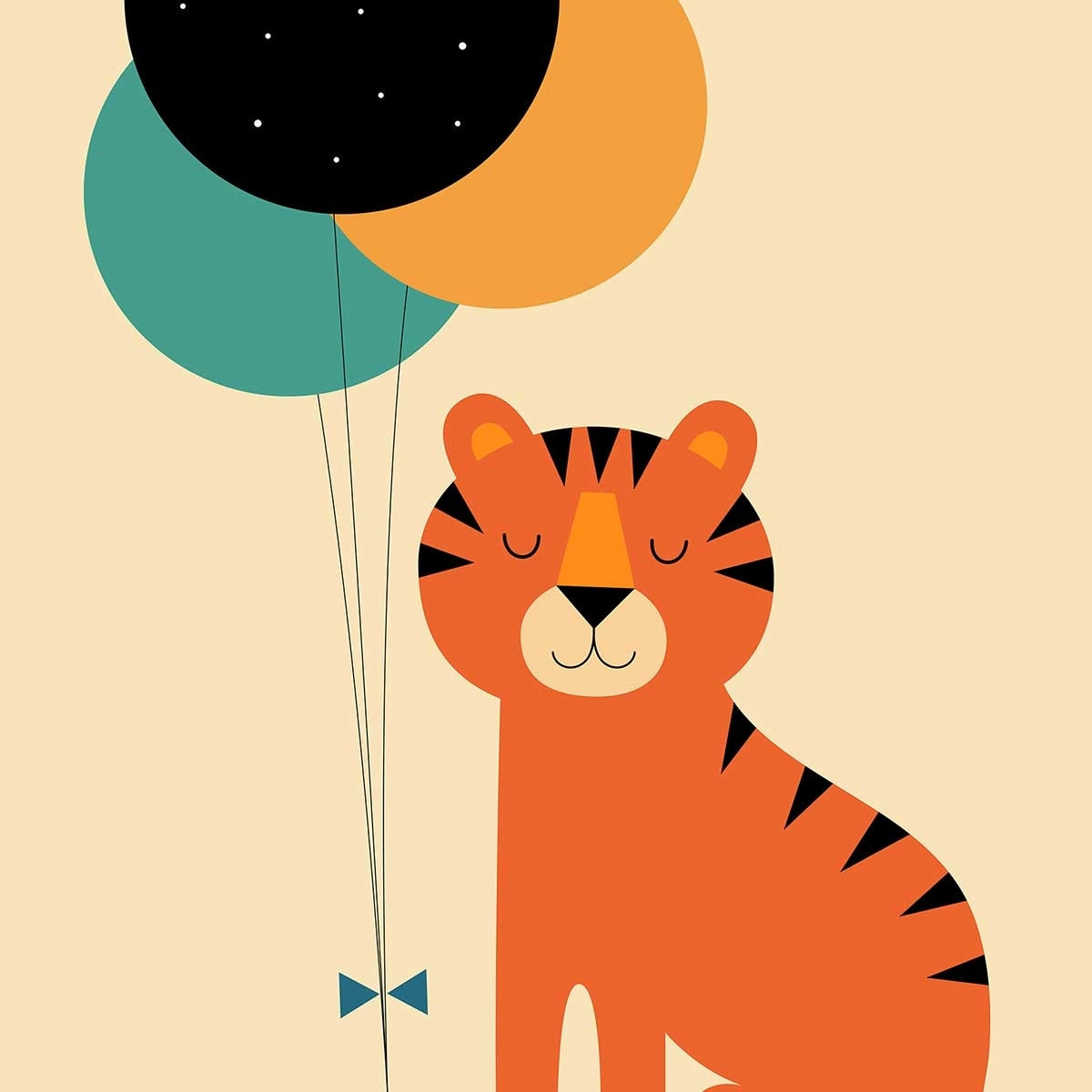 Affiche  circus tiger Affiche + cadre en bois - Noir