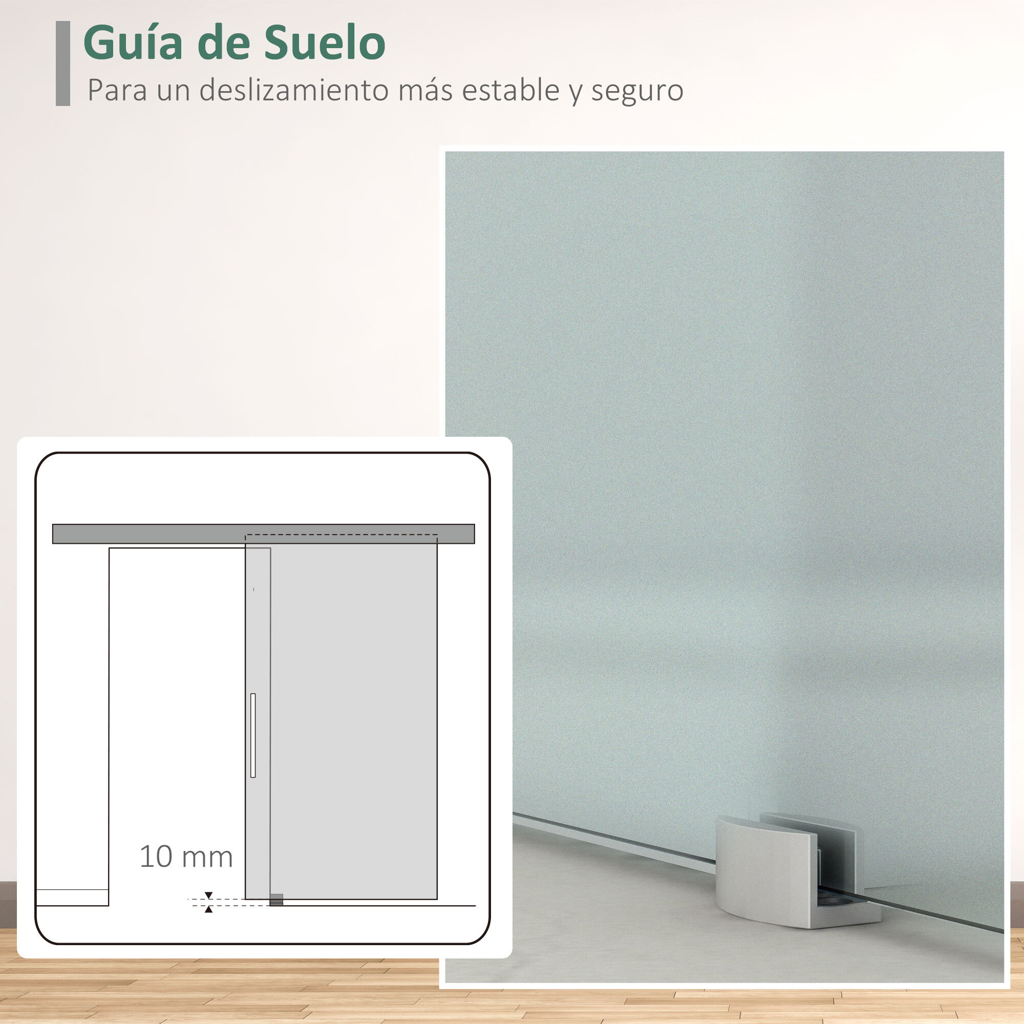 Puerta Corredera 102,5x205 cm Puerta Corrediza de Cristal con Riel Silenciosa para Sala de Estar Comedor Translúcido