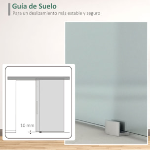 Puerta Corredera 102,5x205 cm Puerta Corrediza de Cristal con Riel Silenciosa para Sala de Estar Comedor Translúcido