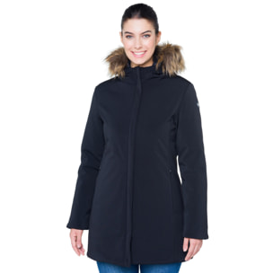 Chaqueta larga Hot Buttered Dahlia con capucha ajustable Negro