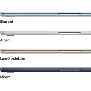 Ordinateur Apple MACBOOK Air 15" Puce M4 CPU 10 / GPU 10 coeurs Mémoire RAM 24Go Stockage 512Go SSD Retina Argent