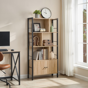 Libreria Industrial Sonoma con Ante in Acciaio e Legno