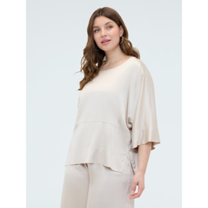 Fiorella Rubino - Blusa de raso con escote barco - Blanco
