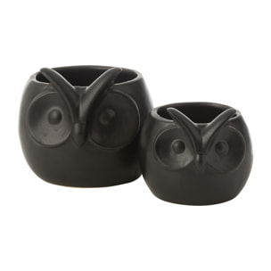 J-Line cache-pot Hibou - porcelaine - noir - large