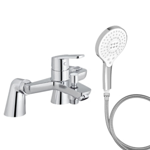 Mitigeur baignoire Aimé + pommeau de douche Metro signature + flexible de douche métal + colonnettes