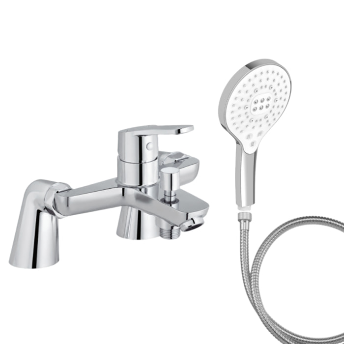 Mitigeur baignoire Aimé + pommeau de douche Metro signature + flexible de douche métal + colonnettes