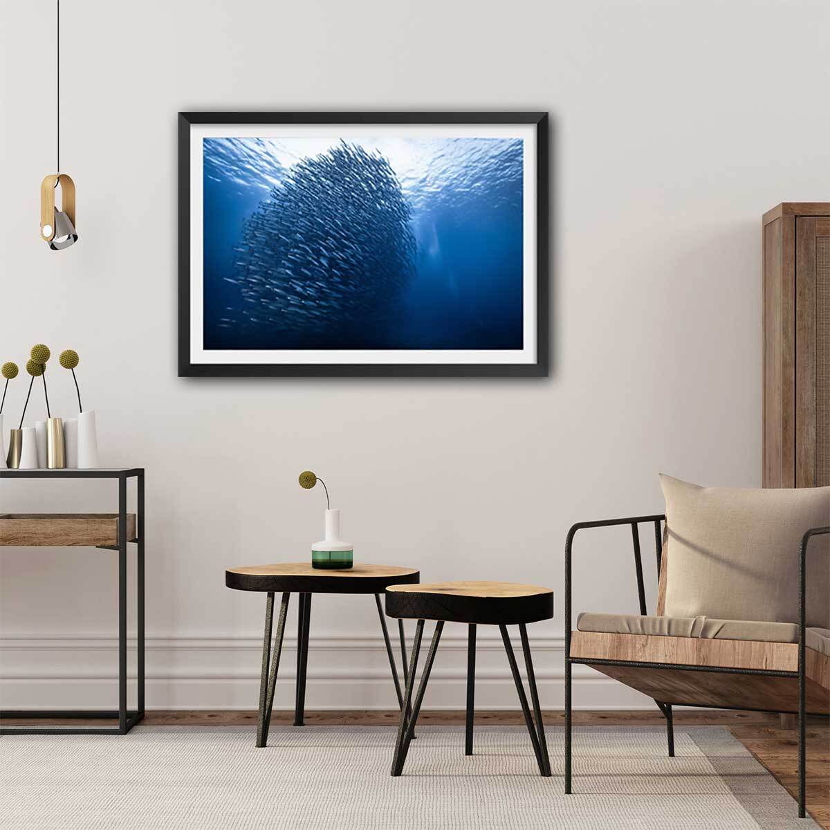Affiche Masse bleue Affiche sous cadre noir