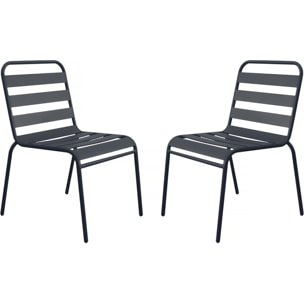 Lot de 2 chaises de jardin en métal empilables "Bilbao" - Gris