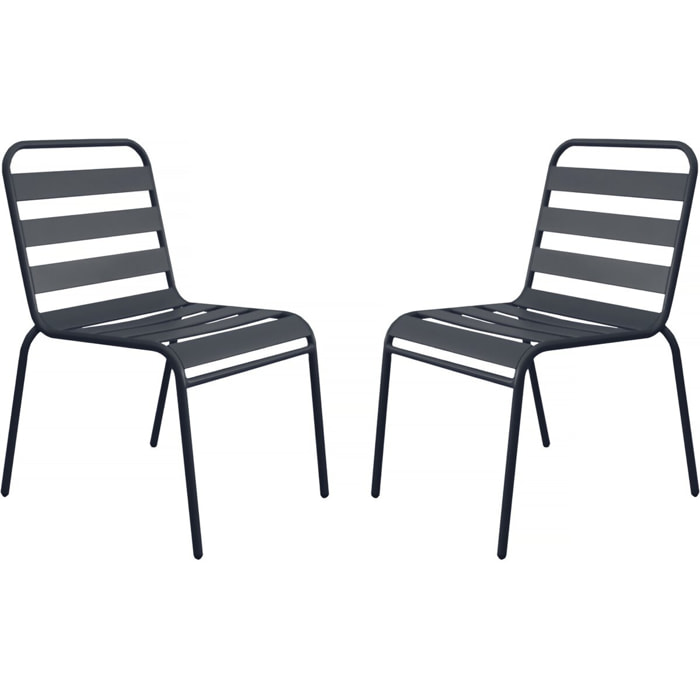 Lot de 2 chaises de jardin en métal empilables "Bilbao" - Gris