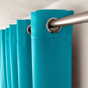 Rideau occultant uni avec 8 œillets - Turquoise