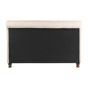 Lit 2 places 160x200 cm en tissu velours beige capitonné RILEY