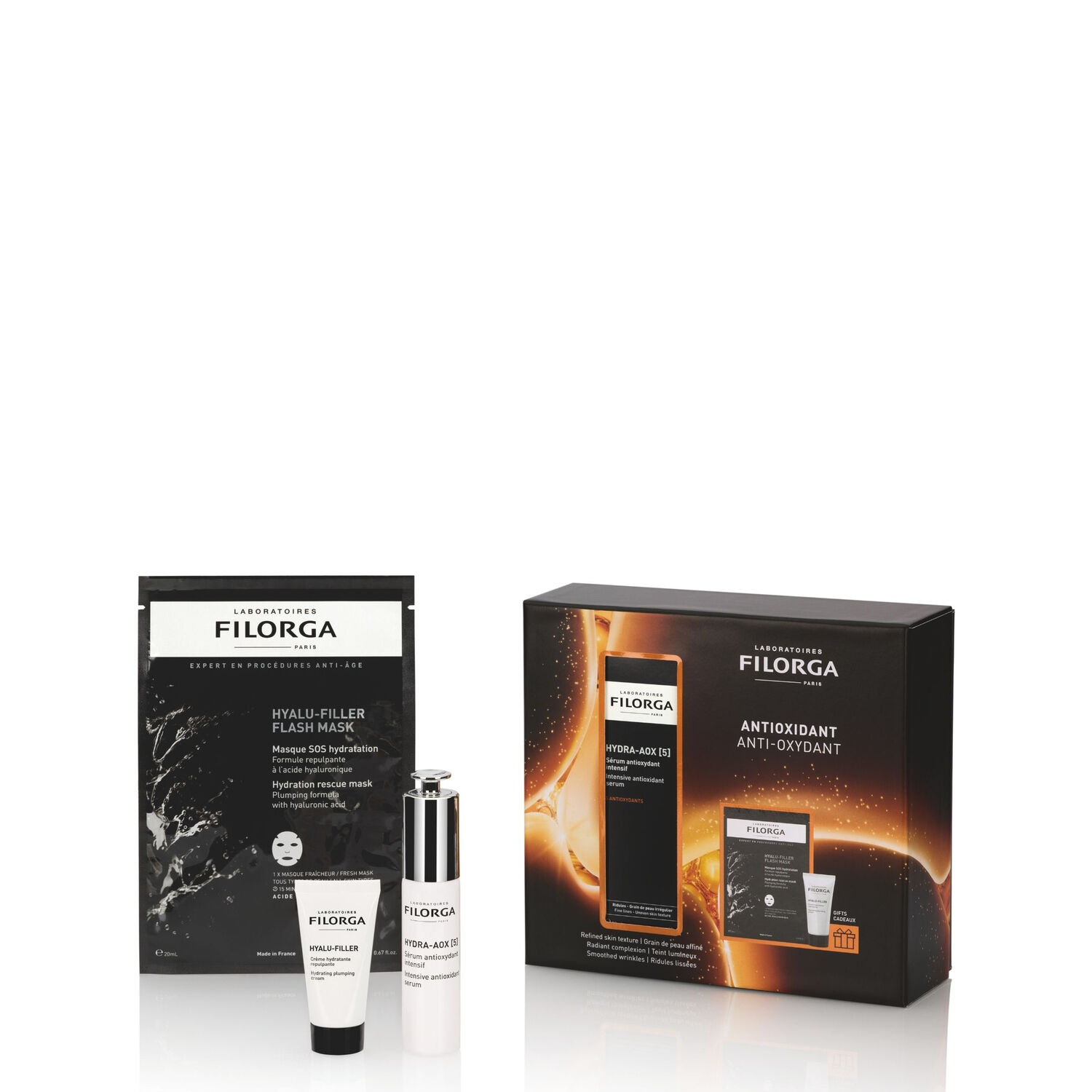 Antioxidant - Coffret Hydra-Aox 30ml + Hyalu-Filler Flash Sheet Mask 20ml + Hyalu-Filler Cream Tube 15ml