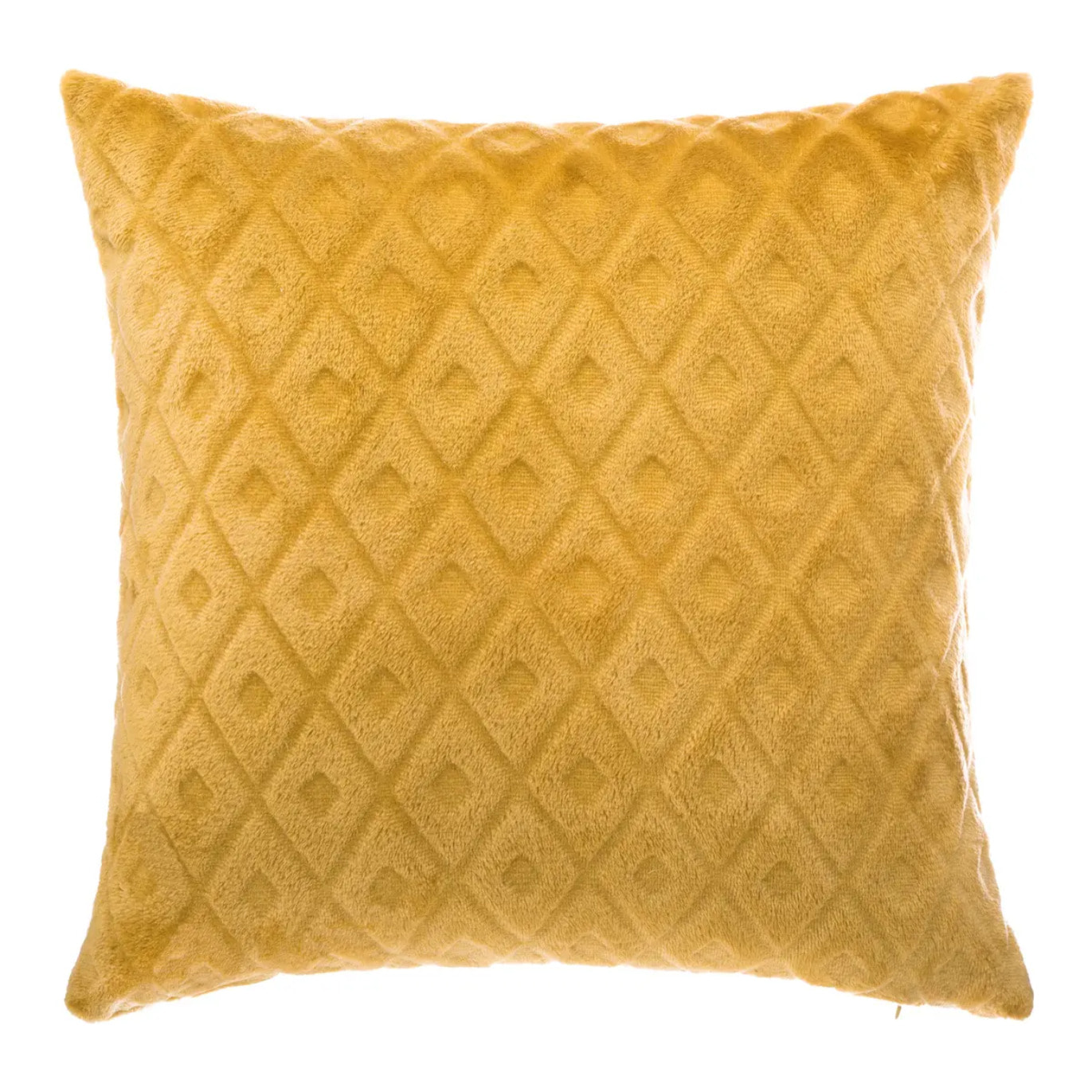 Coussin losanges flanelle jaune moutarde 40x40cm
