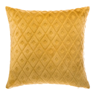 Coussin losanges flanelle jaune moutarde 40x40cm