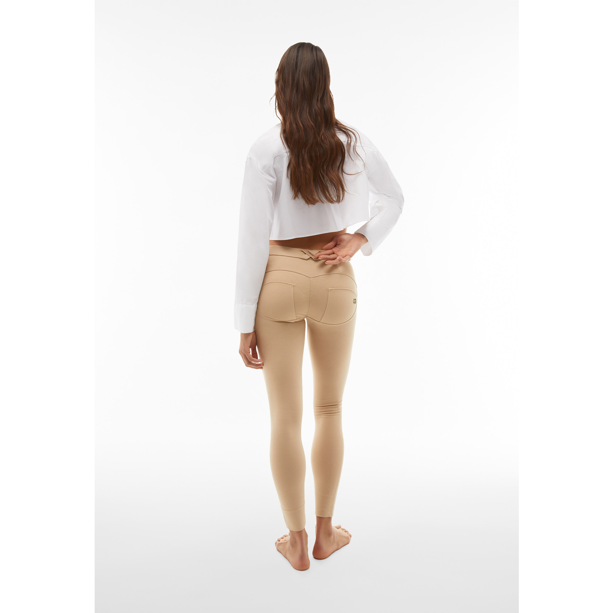 Pantaloni push up WR.UP® vita regular con inserti ribbed