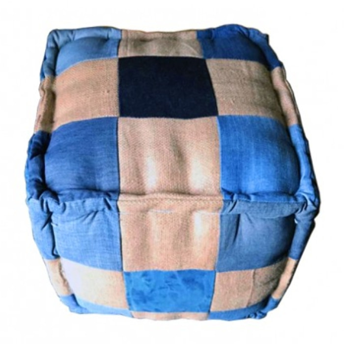 Pouf en tissu cubique style vintage - TRAVEL