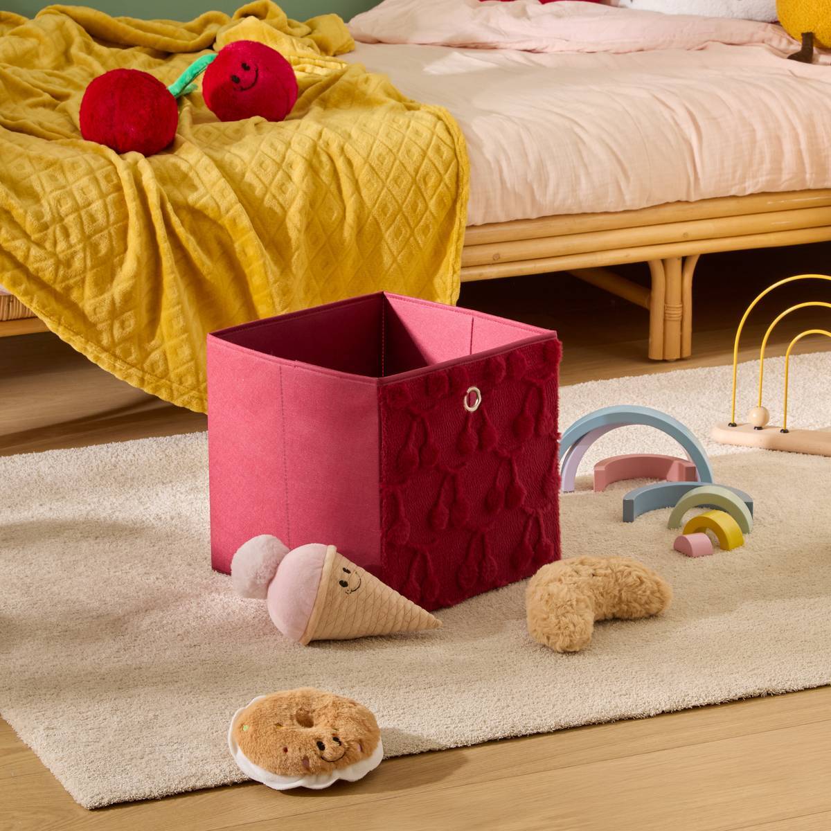 Panier de rangement Fraci 30x30cm Rouge Motifs Cerises