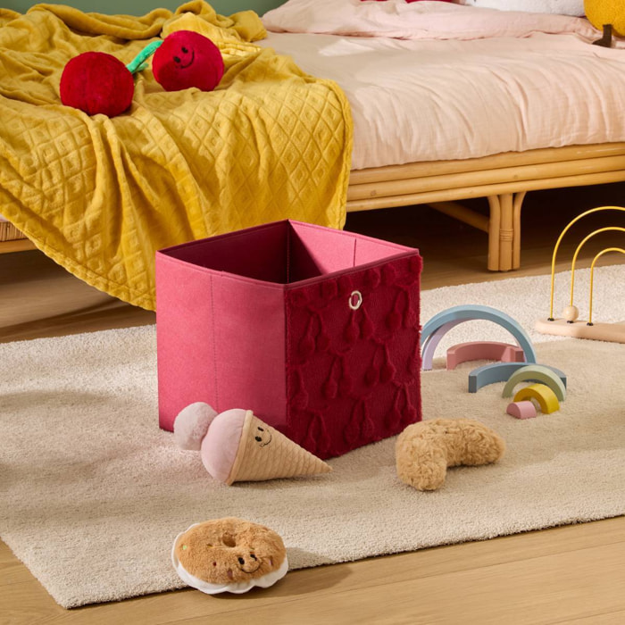 Panier de rangement Fraci 30x30cm Rouge Motifs Cerises