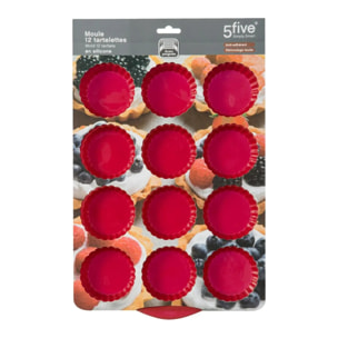 Moule 12 tartellettes silicone- Rouge Silicone Pro