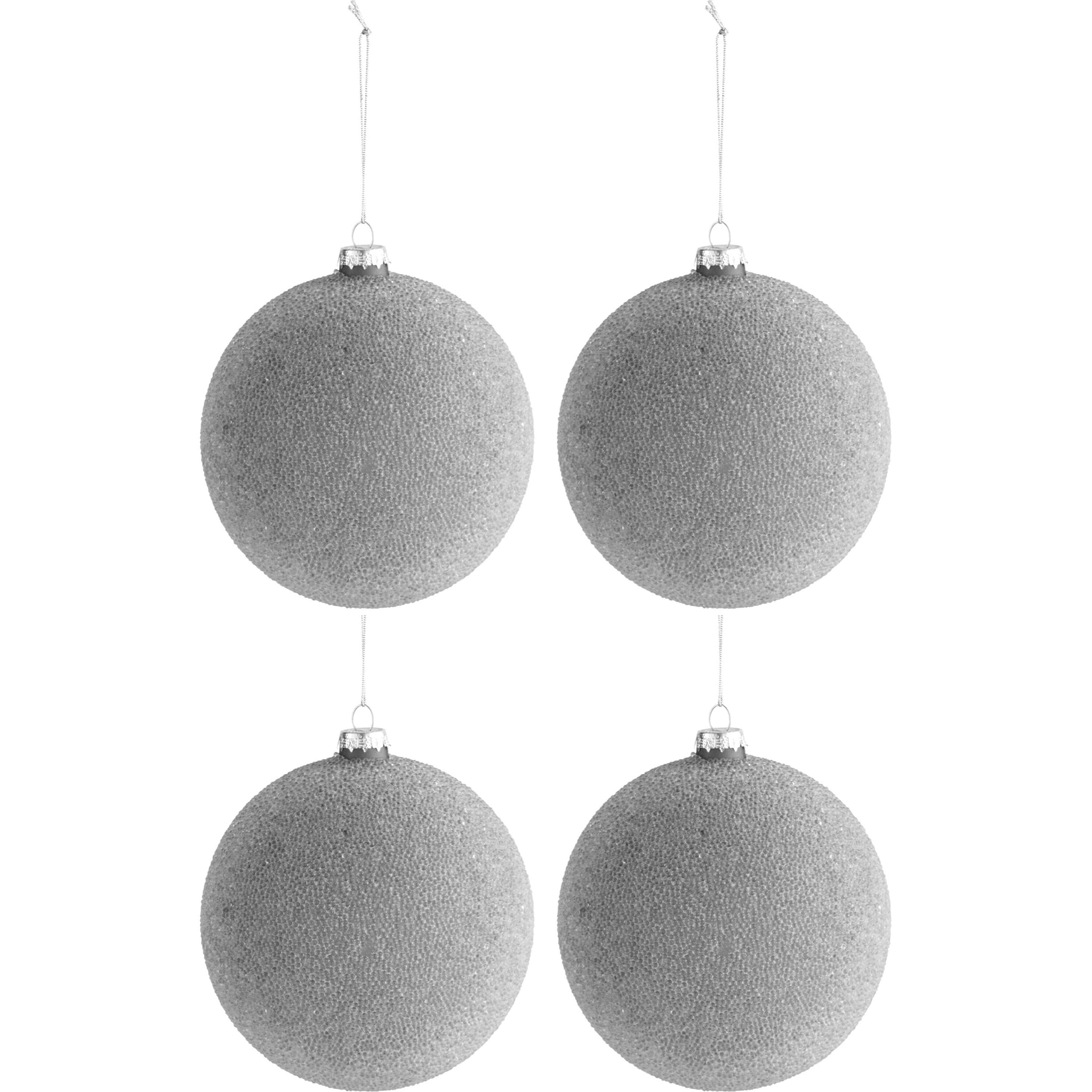 J-Line boule de Noël Perles - verre - mat gris - large - boîte de 4
